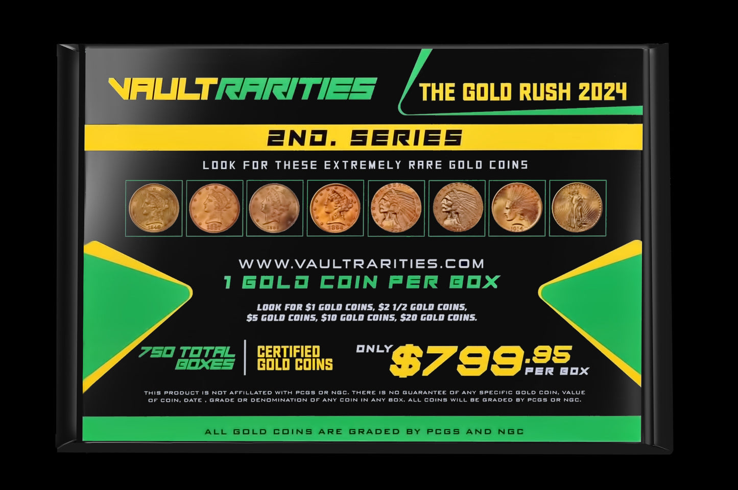 VaultRarities 2nd Series "The Gold Rush 2024" PCGS & NGC Graded Gold Coins.