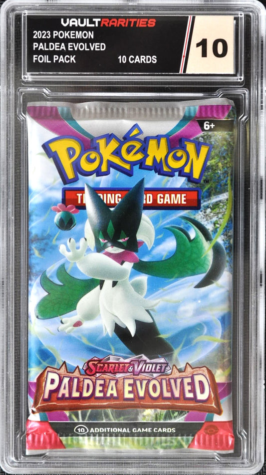 2023 Pokémon Paldea Evolved Foil Pack. 10 Cards Per Pack. Certified 10