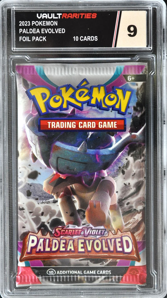 2023 Pokémon Paldea Evolved Foil Pack. 10 Cards Per Pack. Certified 9